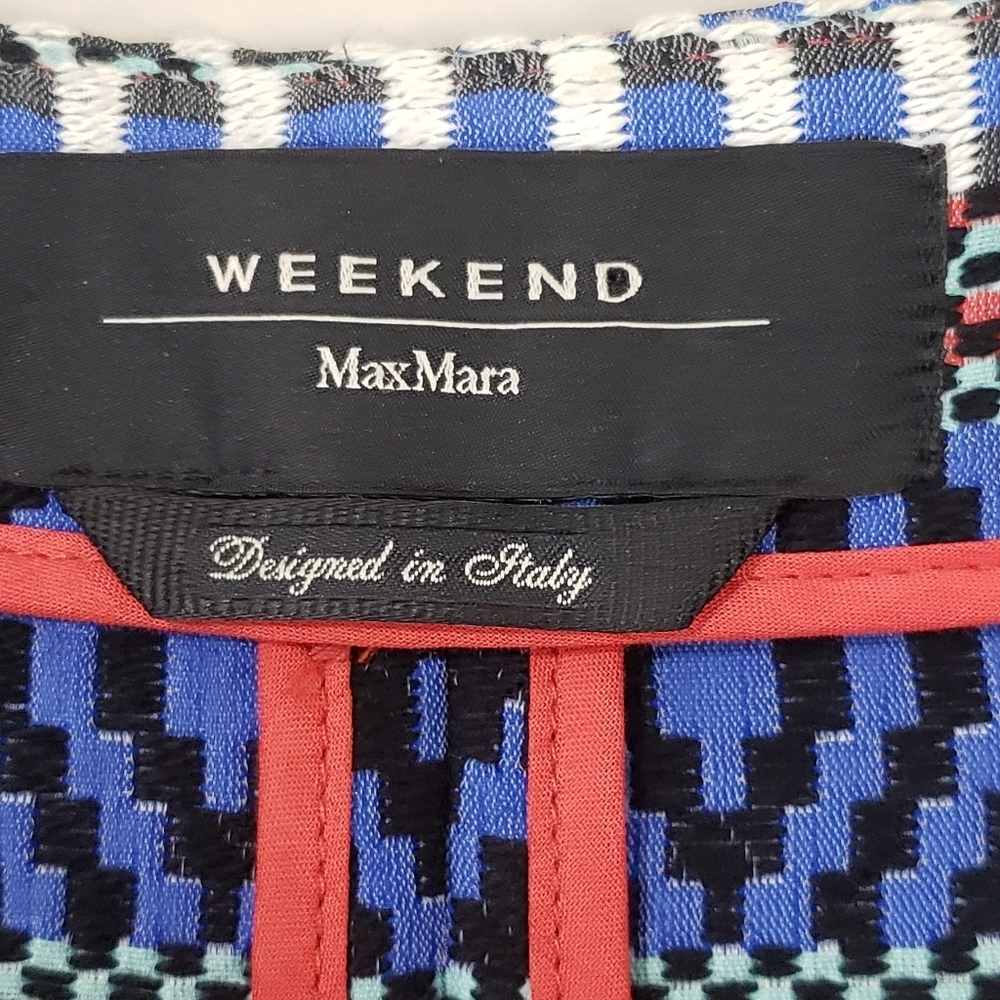 Weekend Max Mara Basketweave Tribal Pattern Cropped Jacket Size 6 - Picture 10 of 13
